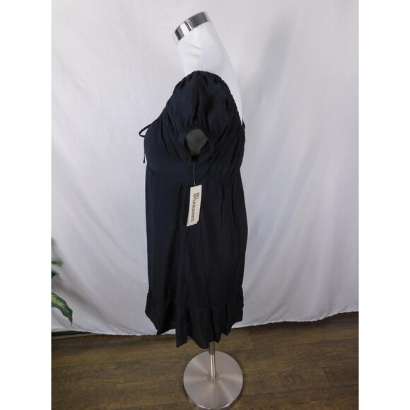 No Boundaries Medium Black Puff Sleeve Mini Dress Ruffle Hem Boho Witch - Picture 4 of 13